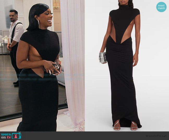 LaQuan Smith Triangular Bodysuit worn by Porsha Williams on The Real Housewives of Atlanta