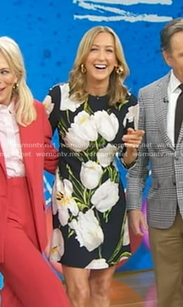 Lara's black floral shift dress on Good Morning America