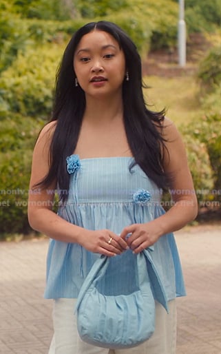 Lara’s blue pinstripe cami top on XO Kitty