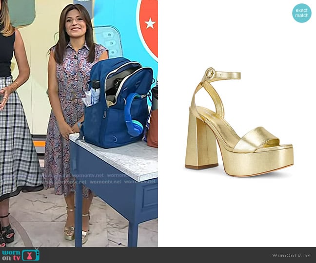 Larroude Dolly High Heel Platform Sandals worn by Adrianna Barrionuevo Brach on Today