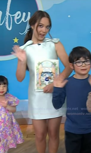 Laufey's mint green bow shoulder mini dress on Today