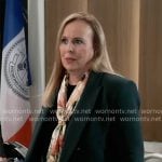 Laura's dark green blazer and floral scarf on General Hospital