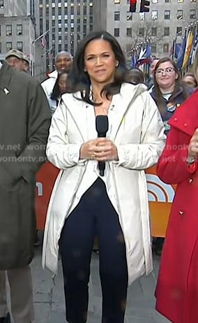 Laura’s ivory puffer coat on Today