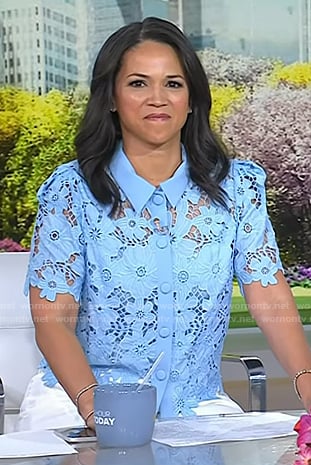 Laura’s light blue floral lace top on Today