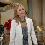 Lauren's blue printed dress on The Young and the Restless