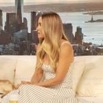 Lauren Conrad's white striped dress on The Drew Barrymore Show