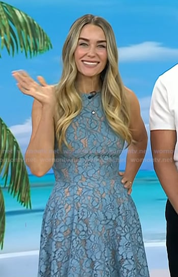 Lauren Conrad’s blue floral lace midi dress on Today