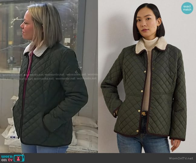Lauren Ralph Lauren Corduroy-Trim Quilted Coat worn by Dylan Dreyer on Today