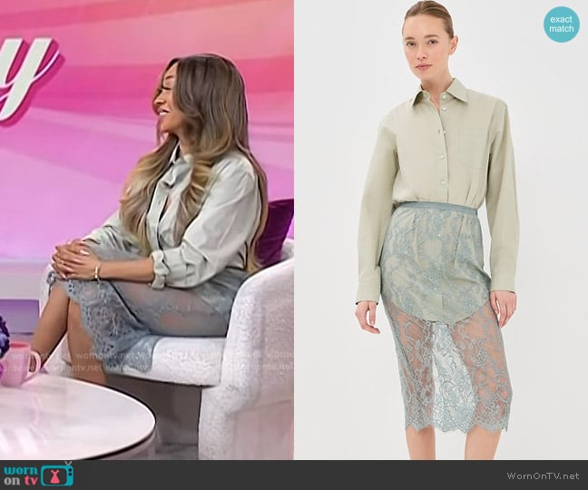  Layered Shirt Dress in Eucalyptus Green worn by La La Anthony on Today