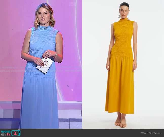 Lela Rose Smocked Knit Mock Neck Dress worn by Jenna Bush Hager on Today