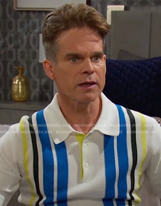 Leo’s striped knit polo on Days of our Lives