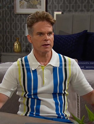 Leo's striped knit polo on Days of our Lives
