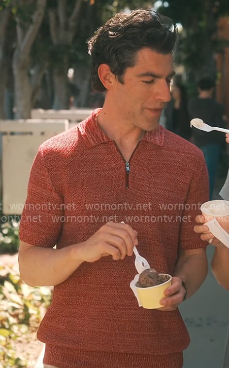 Lev's red polo shirt on Running Point