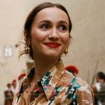 Lexi's brown printed button down shirt on Euphoria