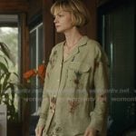 Lindsay’s green embroidered shirt and pants on Beef