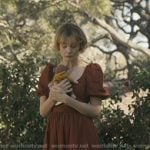 Lindsay’s brown puff sleeve dress on Beef