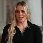 Lindsey Vonn’s black ribbed leather trim zip sweater on Today
