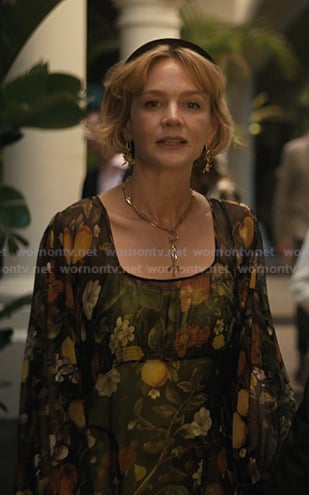 Lindsay's black floral maxi dress on Beef