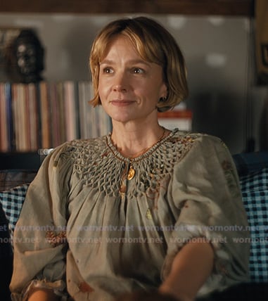 Lindsay's green embroidered blouse on Beef