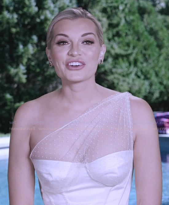 Lindsay's white lace confessional top on Summer House