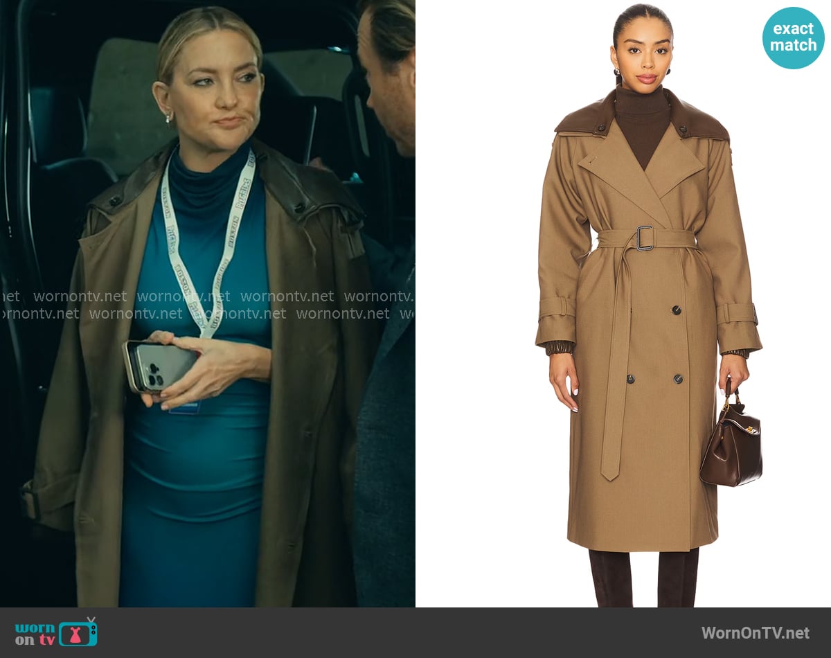 Line & Dot Linden Trench Coat worn by Isla Gordon (Kate Hudson) on Running Point