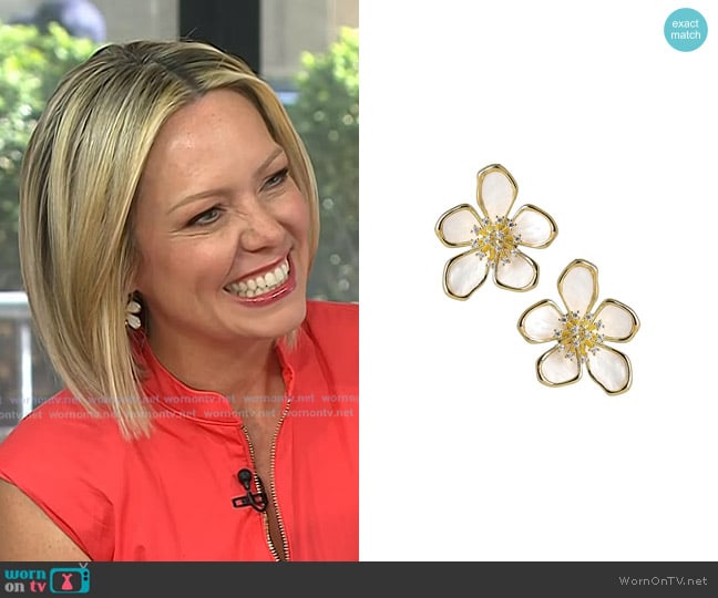 Lisi Lerch Elinore Mother of Pearl Floral Earring worn by Dylan Dreyer on Today