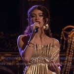 Liv Ciara’s metallic pleated dress on The Voice