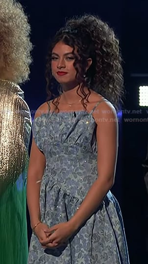 Liv Ciara’s blue floral ruffle dress on The Voice