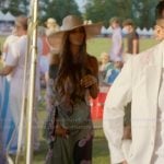 Liz’s printed off shoulder maxi dress on The Real Housewives of Rhode Island