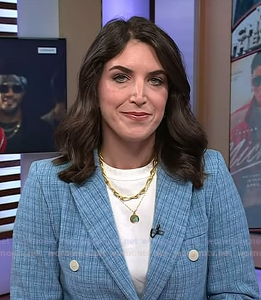 Liz’s blue plaid double breasted blazer on Today