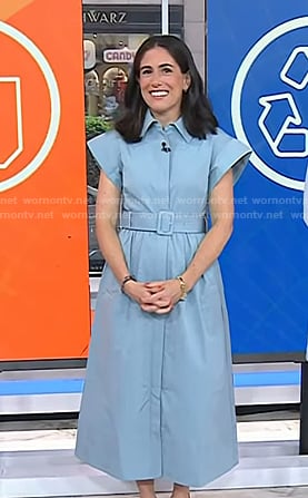 Lizzie Horvitz’s blue short sleeve belted dress on Today