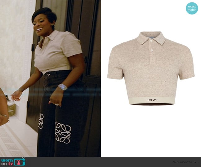 Loewe Cropped silk and cotton polo shirt worn by Phaedra Parks on The Real Housewives of Atlanta
