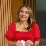 Lori's red smocked midi dress on Good Morning America