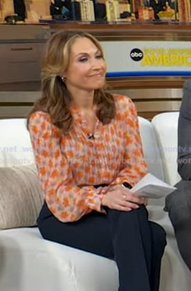 Lori’s pink and orange floral print blouse on Good Morning America