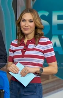 Lori’s red stripe polo top on Good Morning America