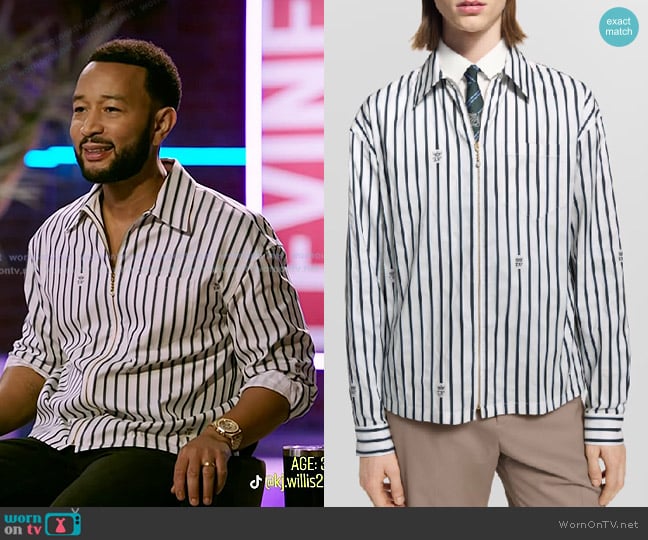 Louis Vuitton Long-Sleeved Zip-Up Shirt worn by John Legend on The Voice