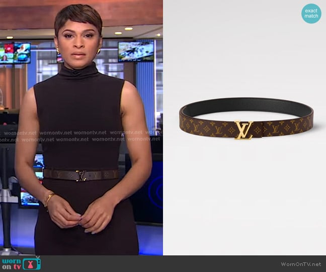 Louis Vuitton LV Iconic Reversible Belt worn by Jericka Duncan on CBS Evening News