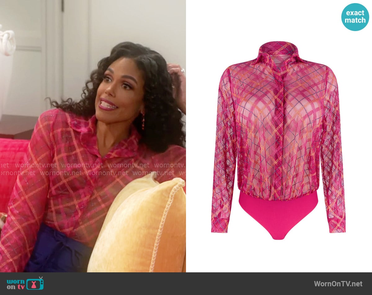 Louisa Bracq Bodysuit Blouse worn by Dani Dupree (Karla Mosley) on Beyond the Gates
