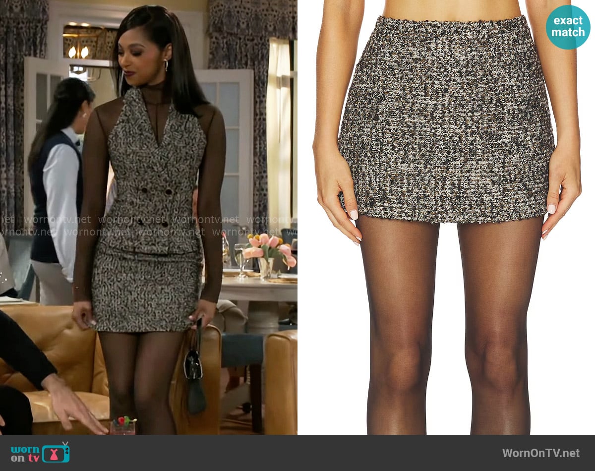 Lovers and Friends Fallon Tweed Mini Skirt worn by Kat Richardson (Colby Muhammad) on Beyond the Gates