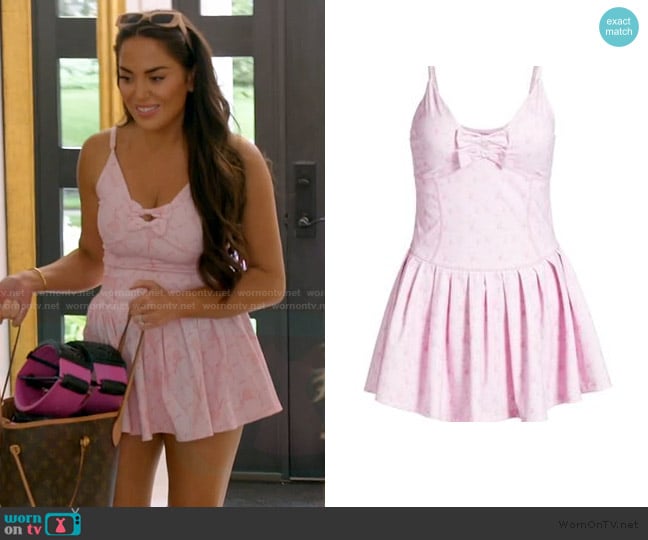 LoveShackFancy Hubert Active Dress in Candy Lipstick worn by Rosie DiMare on The Real Housewives of Rhode Island