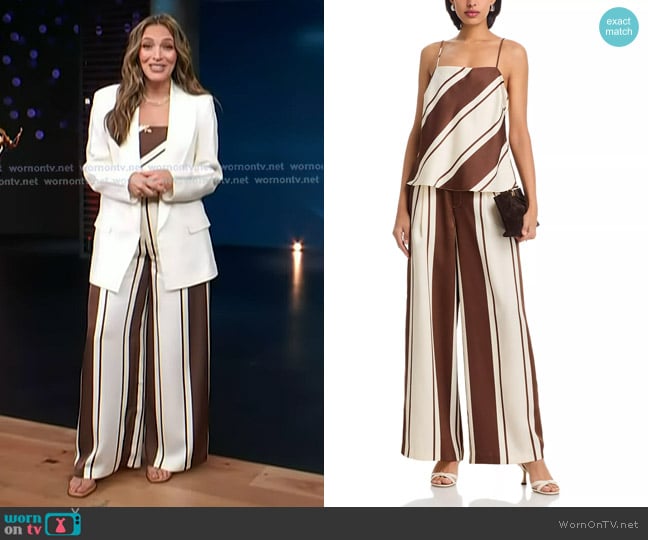 Lucy Paris Allie Tank Top in Brown/Cream worn by Emily Orozco on Access Hollywood