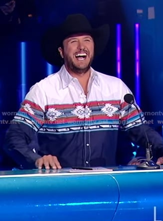 Luke Bryan’s aztek print western shirt on American Idol