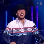 Luke Bryan’s aztek print western shirt on American Idol