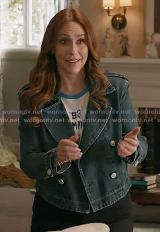 Maddie’s double breasted denim blazer on 9-1-1
