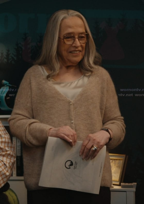 Madeline's beige knit cardigan on Matlock