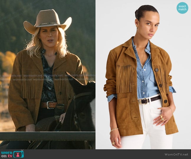 Dolly’s camel fringed sudede jacket on Marshals