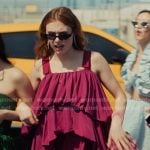 Madison’s pink high and low tiered dress on XO Kitty