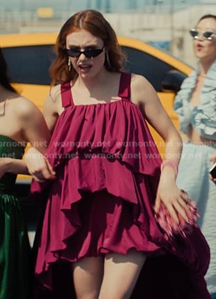 Madison's pink high and low tiered dress on XO Kitty