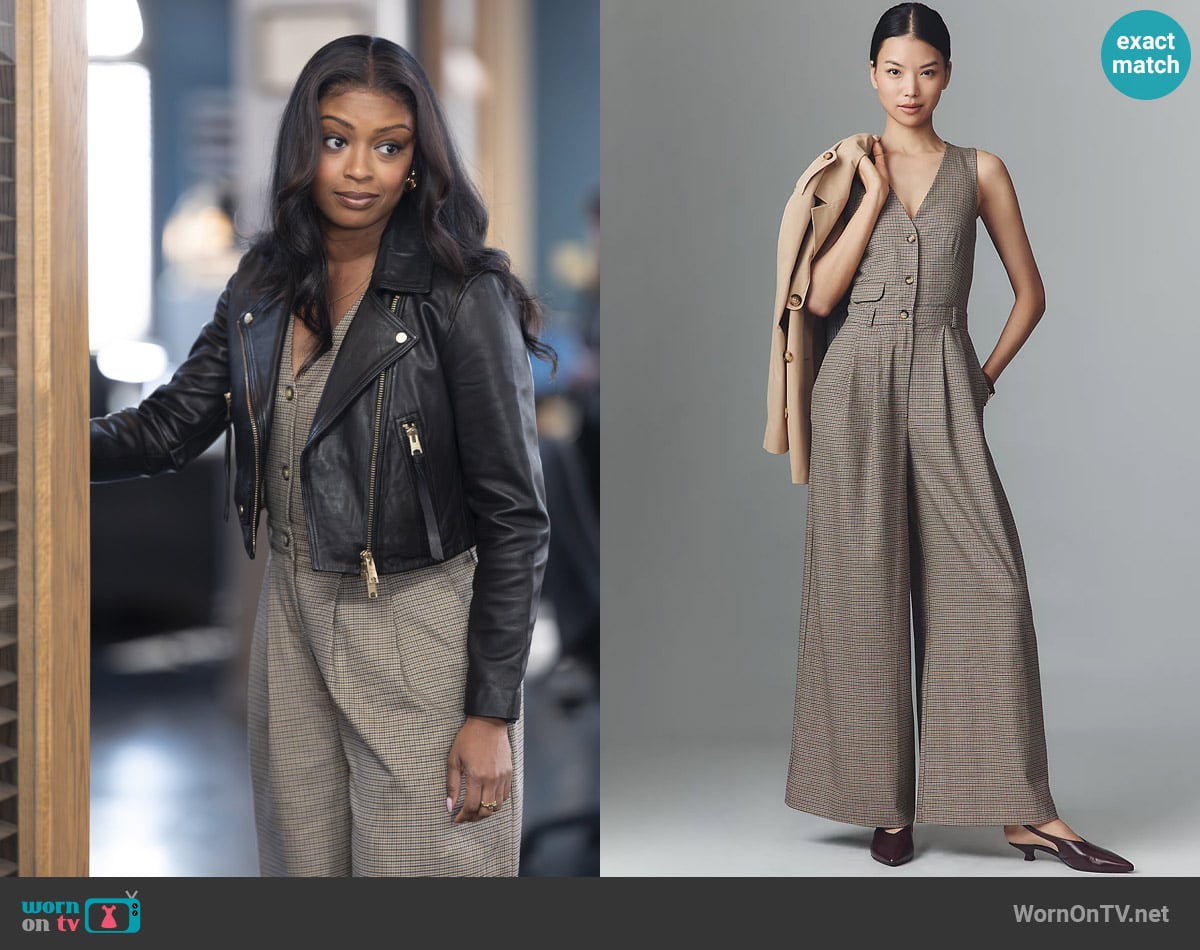 Maeve at Anthropologie The Avery Wide-Leg Pleated Jumpsuit worn by Daphne (Javicia Leslie) on High Potential