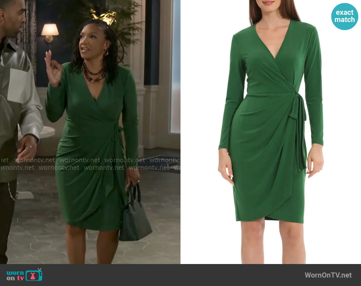 Maggy London Edwina Dress in Foliage Green worn by Darlene (Monique Mosee) on Beyond the Gates